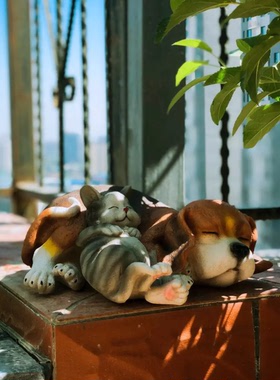 摆件出口猫狗花园汪喵岁月静好