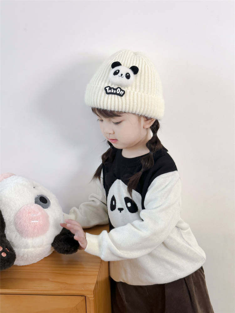 宝宝帽子秋冬棉加厚保暖护耳帽男女儿童可爱熊猫针织套头毛线帽潮,淘宝优惠券,粉丝福利购,淘宝优惠卷