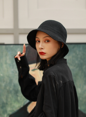 日系春夏轻薄亚麻渔夫帽子女复古百搭显脸小遮阳防晒盆帽