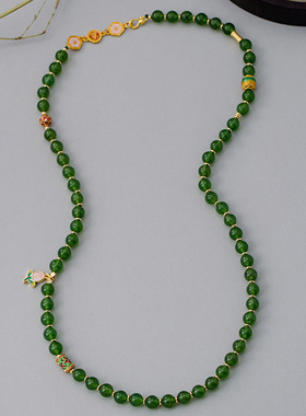 郁金香项链绿玛瑙锁骨链女式