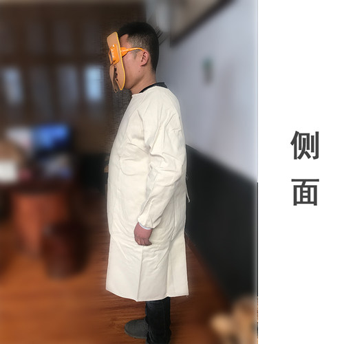 白帆布反穿罩衣棉电焊工倒穿衣工作服焊接切割劳保抗火花飞溅围裙 - 图1