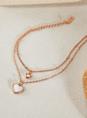 韩国东大门时尚个性设计双层不锈钢手链女生法式INS风钛钢不掉色