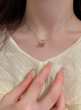 女锁骨链锆石圆圈项链