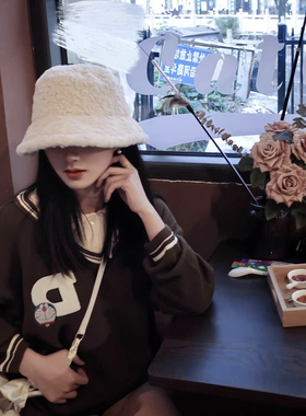 渔夫帽女秋冬季新款保暖韩版百搭显脸小盆帽毛绒帽子大头围水桶帽