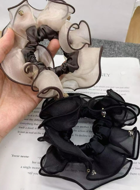 纯色黑色百搭新款欧根纱发饰发绳