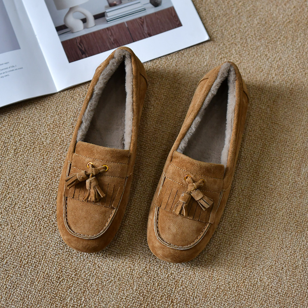 皮厚先生 时尚加绒圆头深口单鞋女平底冬季保暖柔软猪皮勃肯鞋子,淘宝优惠券,粉丝福利购,淘宝优惠卷