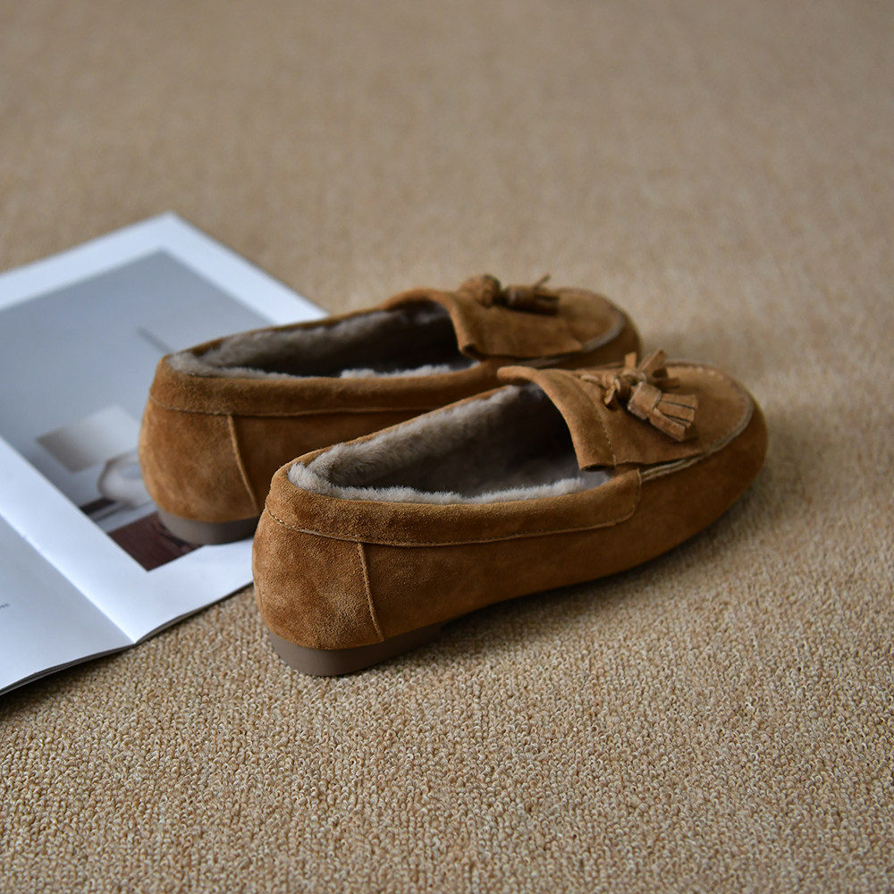 皮厚先生 时尚加绒圆头深口单鞋女平底冬季保暖柔软猪皮勃肯鞋子,淘宝优惠券,粉丝福利购,淘宝优惠卷