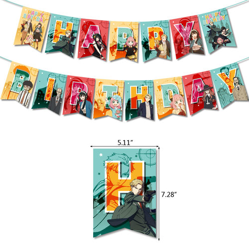 间谍过家家spyxfamily派对装饰横幅拉旗插旗气球套装生日派对用品 - 图0