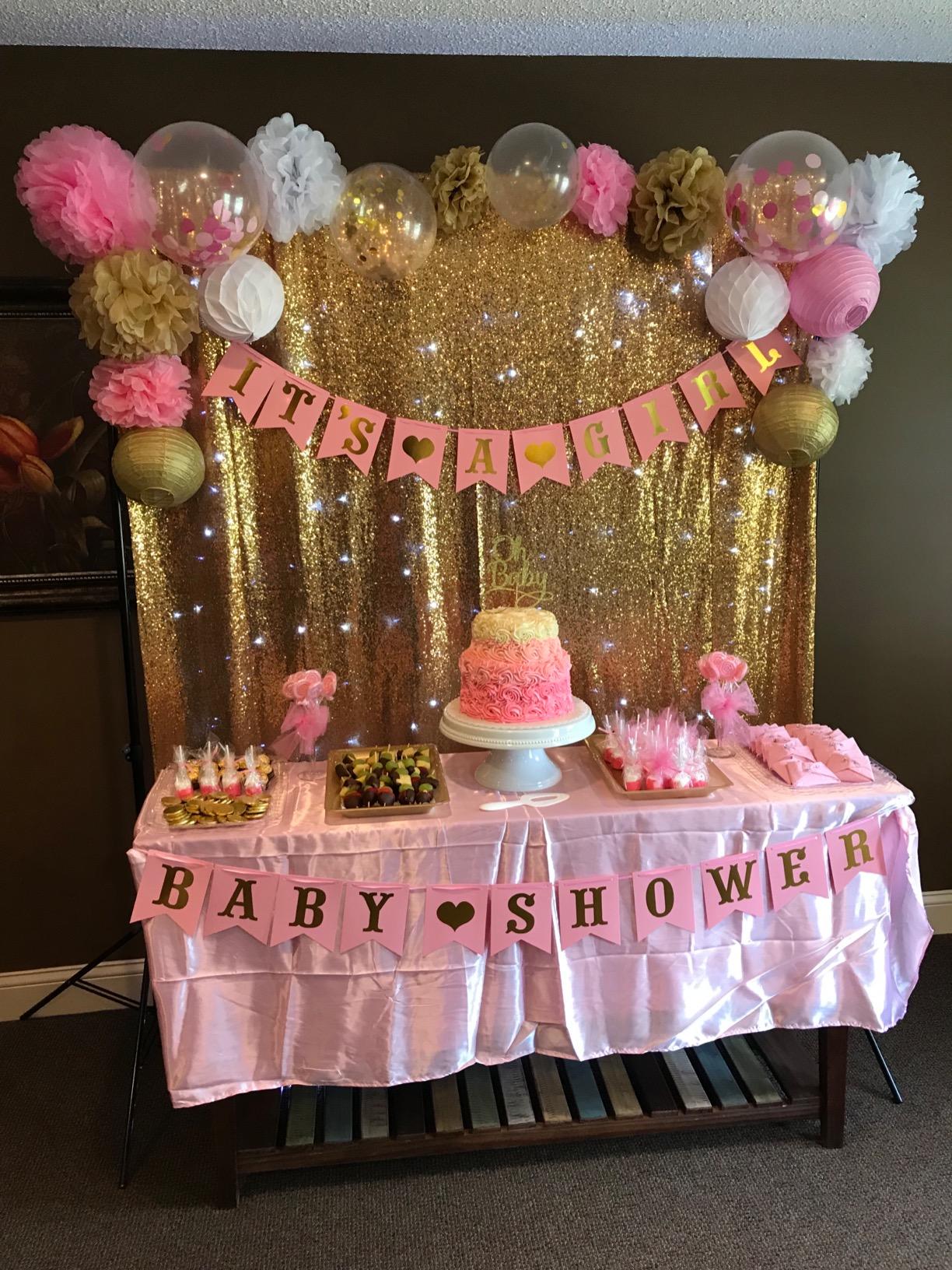 its a girl baby shower派对装饰拉旗婴儿洗礼gender reveal布置-图3