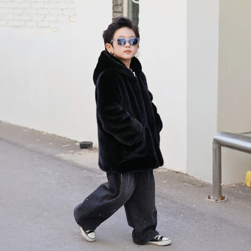 2025冬季男童女童皮草水貂毛外套儿童中长款带帽宝宝棉服加厚大衣,淘宝优惠券,粉丝福利购,淘宝优惠卷