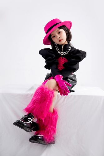 多巴胺糖果亮色女童模特走秀潮服儿童车模个性比赛演出服套装潮酷-图2