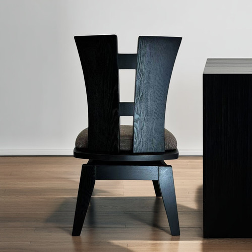 出口日本实木转椅黑色餐椅胡桃色复古中式豹豹椅靠背电脑椅扶手椅 - 图2