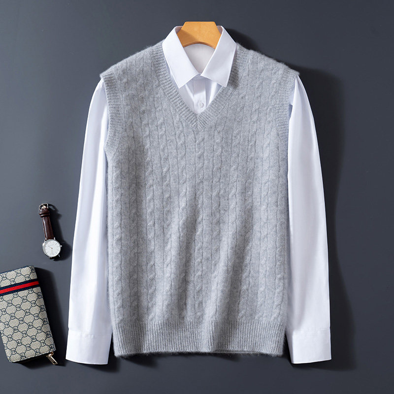 100%纯羊毛马甲背心坎肩男士V领加厚商务休闲无袖毛衣针织绒衫冬,淘宝优惠券,粉丝福利购,淘宝优惠卷