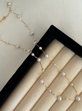 天然淡水18K金满天星珍珠项链