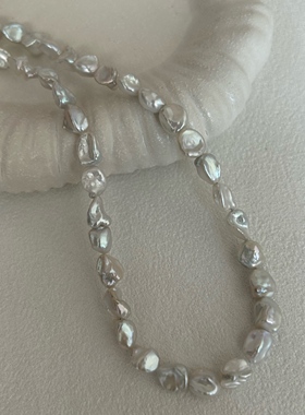 天然碎银子keshi不规则珍珠项链