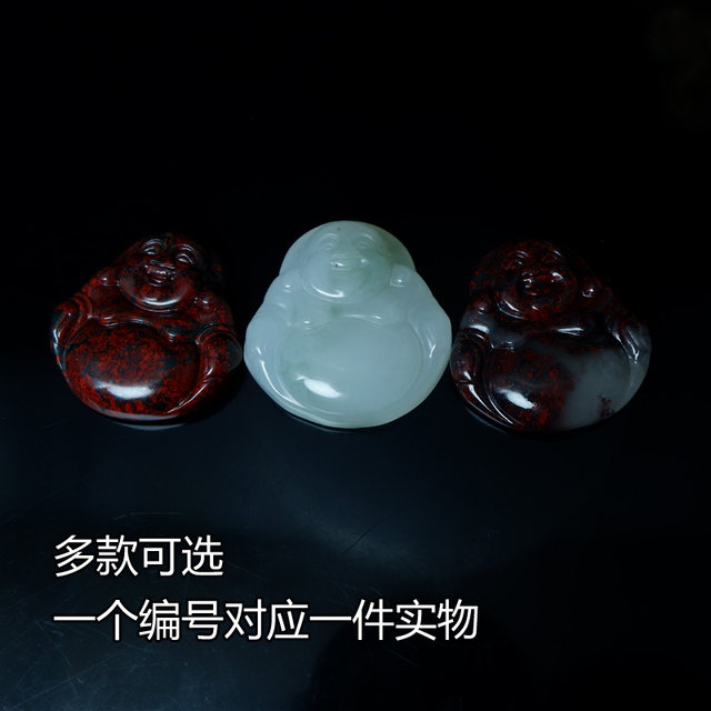 Natural pendant necklace Big Belly Buddha for men and women chicken blood jade
