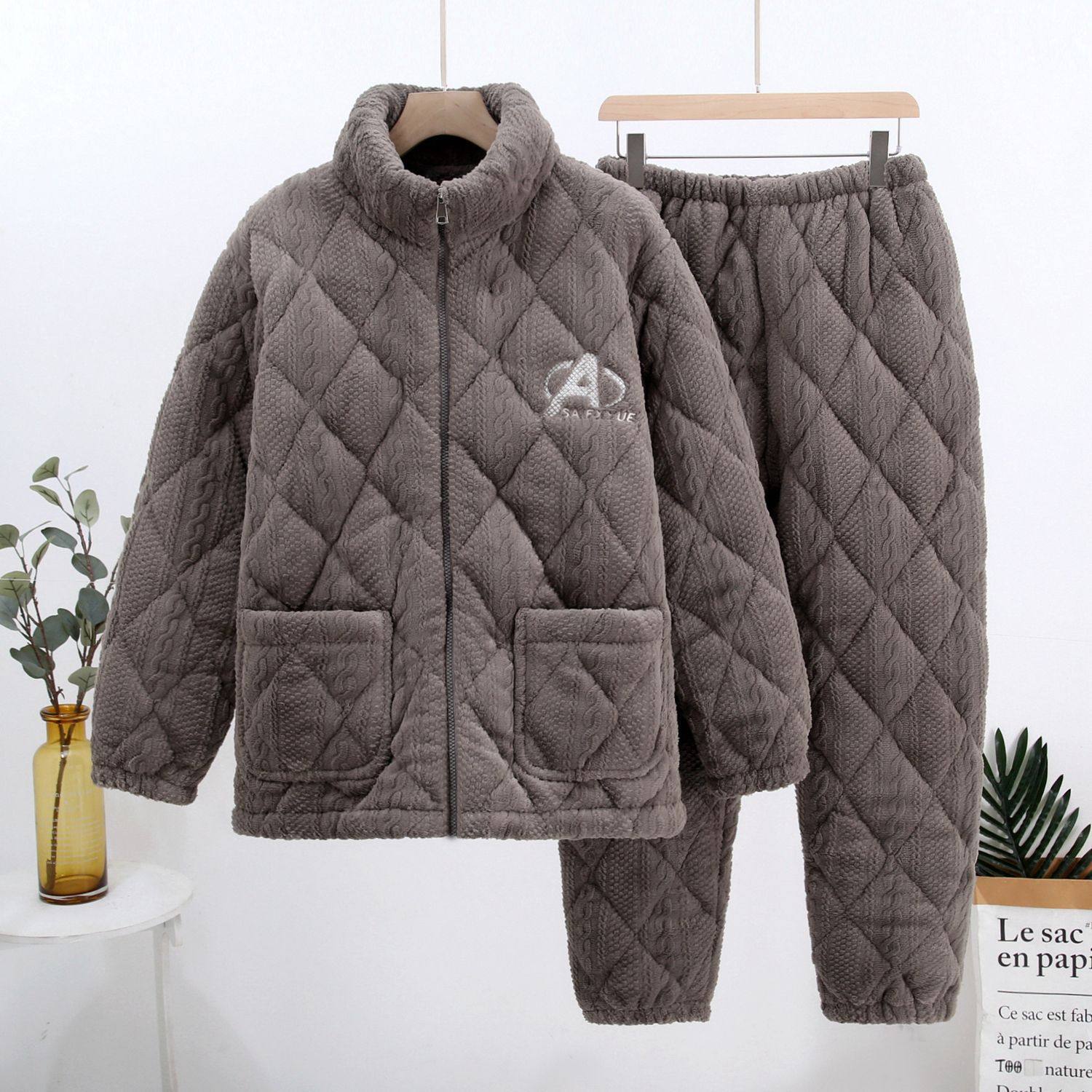 男式冬装睡衣2025新款加绒加厚珊瑚绒法兰冬天保暖三层夹棉居家服,淘宝优惠券,粉丝福利购,淘宝优惠卷