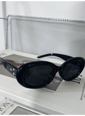 复古墨镜女辣妹高级感ins网红拍照防晒韩版潮椭圆黑色太阳眼镜
