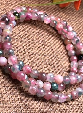 天然碧玺三圈手链西瓜碧多圈礼物