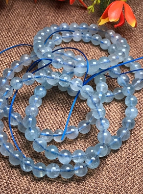 天然海蓝宝手链女款原色单圈手串