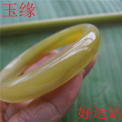 云南黄龙玉女生玉手镯玉石时尚贵妃玉镯子黄蜡石手链精美手饰收藏 - 图0