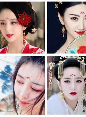 儿童眉心贴女宝汉服额贴古风女童额头印花纹身防水持久宝宝贴纸