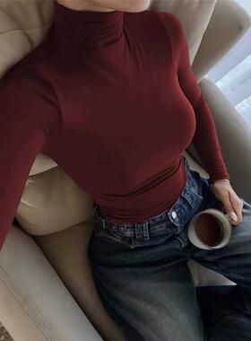 Women's Black Turtleneck Knit Top - Slim Fit Long Sleeve