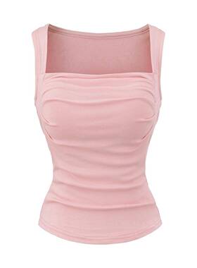 Women's Solid Color Square Neck Top, Minimalist Elegant