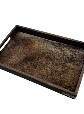 桐木托盘木制马毛棋盘格托盘原创设计托盘桌面玄关收纳装饰摆件