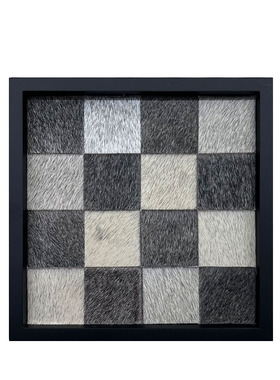 棋盘格托盘木质收纳盘轻奢真马毛新款香薰托盘ins高颜值原创