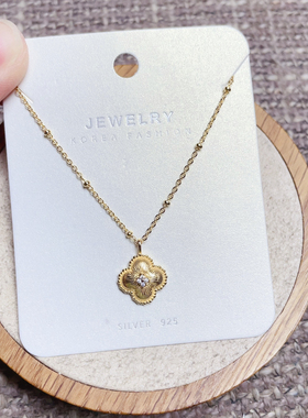 琪娅拉银饰通体S925纯银花朵小裙子蝴蝶时尚锁骨项链女百搭甜美潮