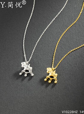 简悦银饰通体S925纯银小马时尚锁骨项链女百搭气质优雅个性潮