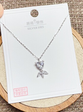 慕琦银饰通体S925纯银可爱小金鱼时尚锁骨项链女百搭气质优雅