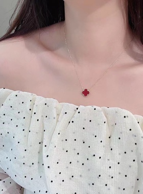 通体s925四叶草锁骨优雅大气银饰