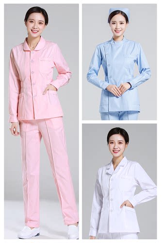 护士服长袖女冬圆领分体套装短袖夏短款两件套月嫂护工牙科工作服 - 图1