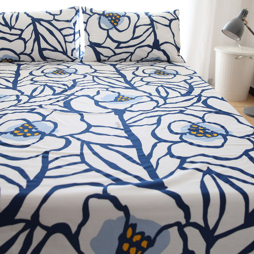 花自由100全棉斜纹床单被单单件1.8m1.5米床纯棉床上用品支持定做 - 图1