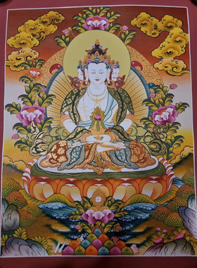 大日如来佛像唐卡尼泊尔手工绘制唐卡新中式客厅玄关唐卡装饰画