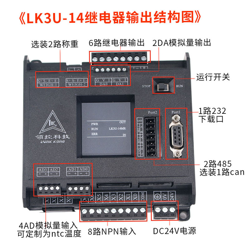 三年质保三凌菱PLC工控板FX3U 领控LK3U-14 20MR MT国产PLC控制器 - 图2