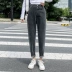 Quần jean nữ dáng lửng ống rộng chín thẳng mùa thu 2019 mới cạp cao cạp cao quần dài Harlan - Quần jean quần jean ống rộng nữ Quần jean