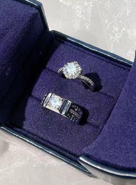 仿真情侣对戒结婚婚礼一对开口可调节小众设计男女假钻戒交换仪式