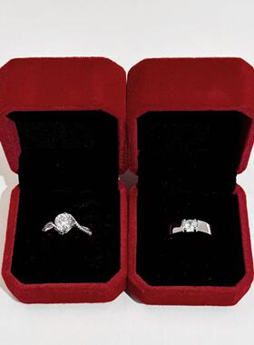 莫桑石戒指 仿真婚戒对戒情侣款礼盒装戒指女戒指活口奢华高级感