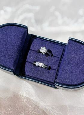 仿真结婚情侣婚礼对戒高级感一克拉对戒仪式感求婚细胖手调节对戒