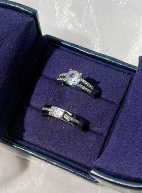 高级感仿真结婚戒指情侣钻戒对戒仪式感婚礼求婚可调节对戒道具用