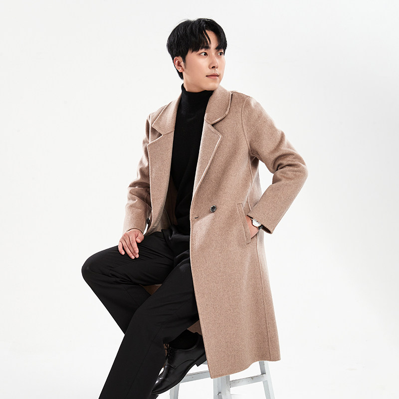 秋冬新款西装领双面羊绒大衣男中长款过膝休闲纯羊毛呢子外套风衣,淘宝优惠券,粉丝福利购,淘宝优惠卷