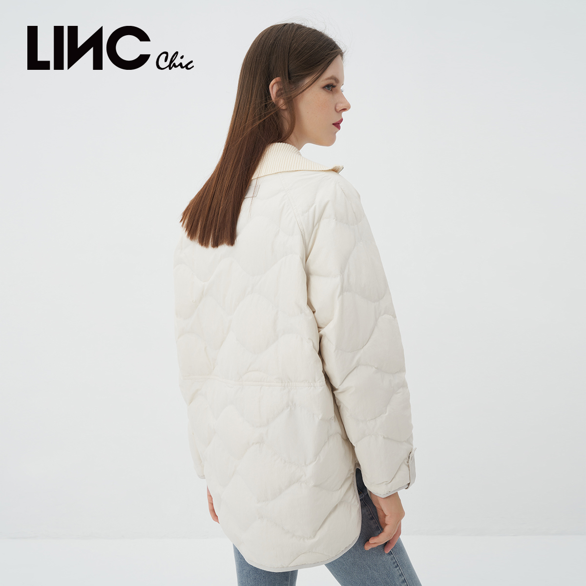 LINC金羽杰反季羽绒服女软奶风轻薄短款羽绒服女外套Y22802325