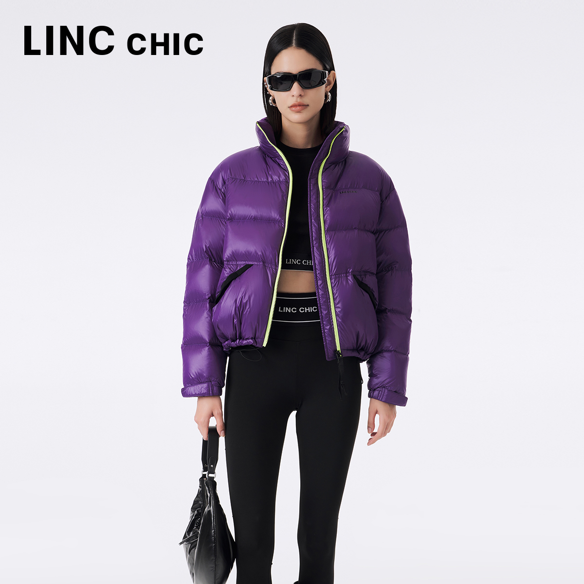 LINCCHIC金羽杰羽绒服女短款2023秋冬款超轻立领面包服Y23801296