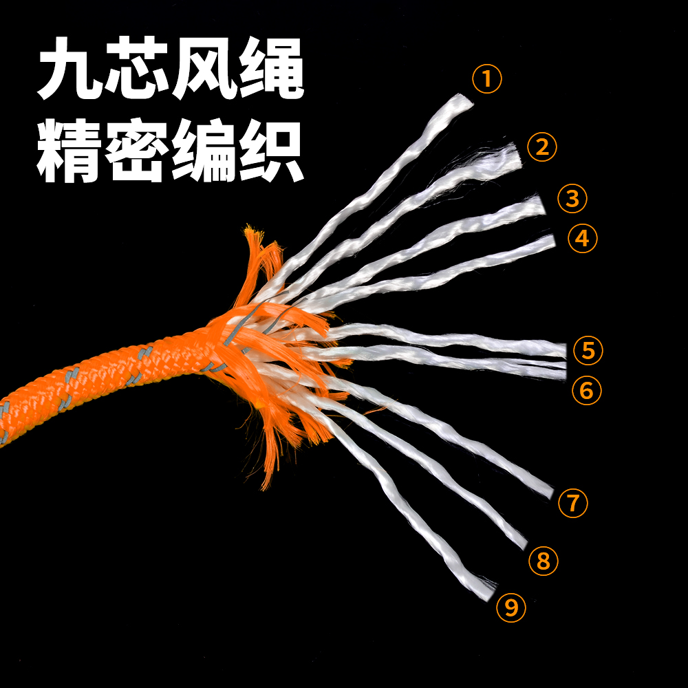 户外帐篷防风绳自动收紧绳6mm加粗天幕自锁反光拉绳滑轮紧绳器