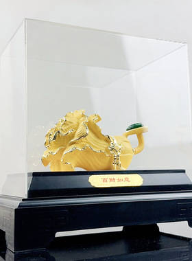 树脂绒沙金百财如意摆件 创意办公室家居装饰商务礼品可加LOGO