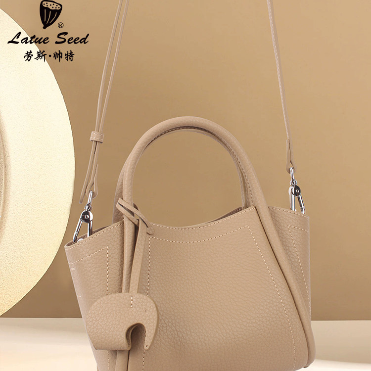 劳斯帅特牛皮菜篮子水桶包2025新款高级感小众设计单肩斜挎手提包,淘宝优惠券,粉丝福利购,淘宝优惠卷