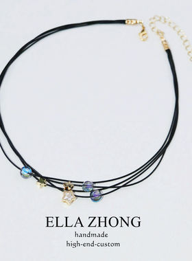 ▲EllaZhong~星空choker超仙女日韩百搭网红人鱼姬少女心韩国短链